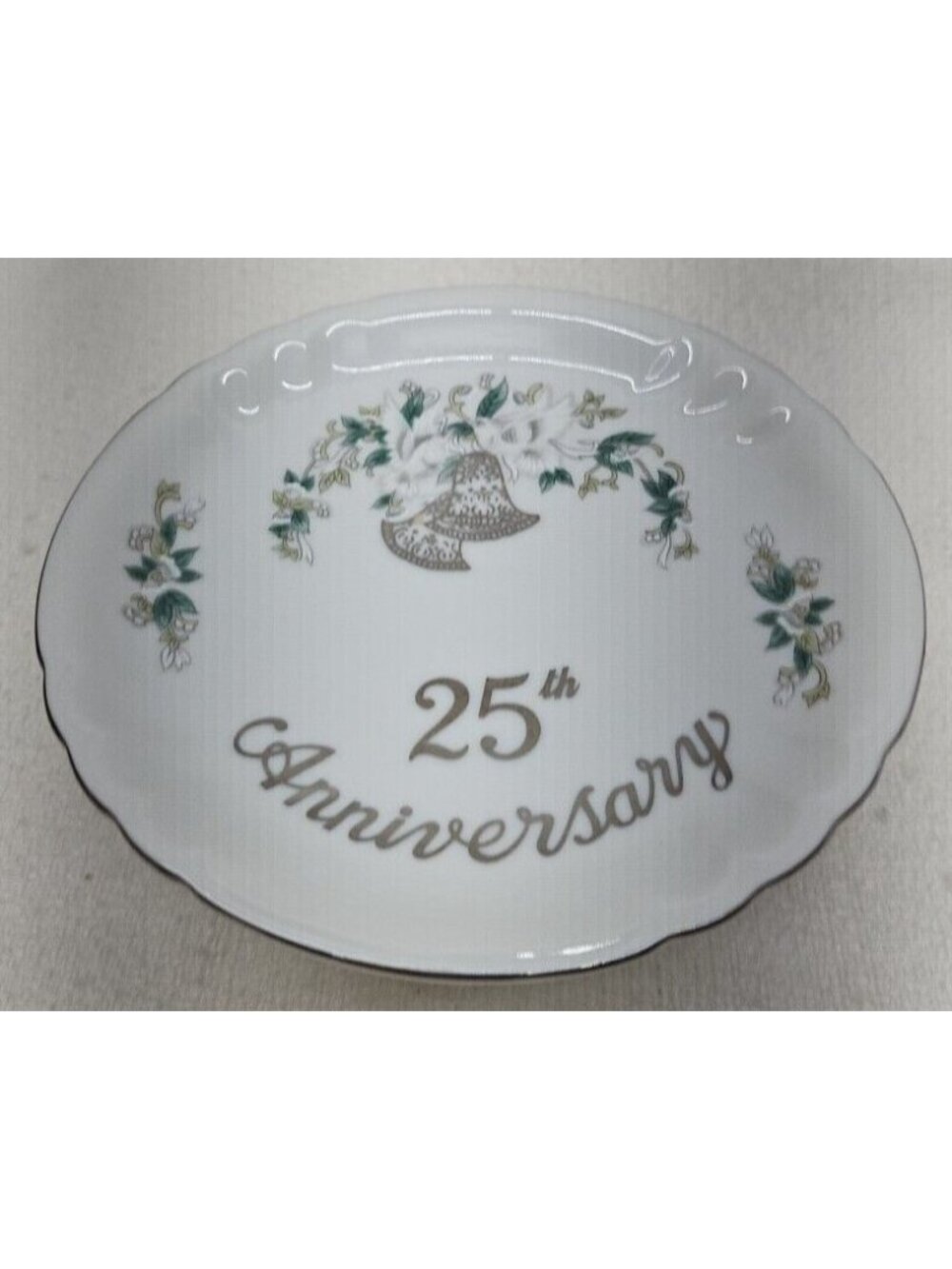 25th Anniversary Pedestal Cake Stand Silver Jubilee Wedding Bells Compote - Picture 10 of 14